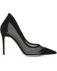Gianvito Rossi - Mesh-Panelled Pointed-Toe Pumps - Lyst