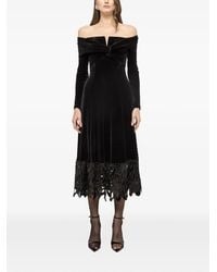 Nissa - Off-Shoulder Velvet Midi Dress - Lyst