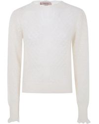 Twinset - Ruffled-Cuff Open-Knit Sweater - Lyst