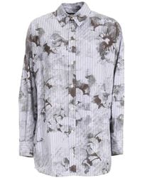 Just Cavalli - Floral-Print Striped Shirt - Lyst