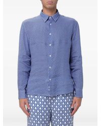 Peninsula - Luna Geometric-Print Linen Shirt - Lyst