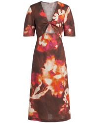 Liviana Conti - Floral-Print Cut-Out Midi Dress - Lyst