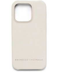 Brunello Cucinelli - Étui pour smartphone en cuir à logo embossé - Lyst