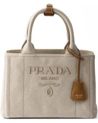 Prada - Jardinière Small Cotton Canvas Bag - Lyst