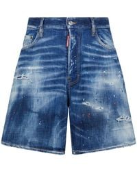 DSquared² - Short en jean à effet taches de peinture - Lyst