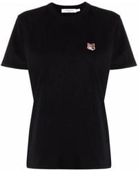 Maison Kitsuné - T-Shirt Mit Fuchs-Applikation - Lyst