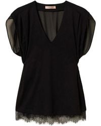 Twinset - Top aus Spitze mit Falten - Lyst