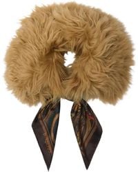 Burberry - Shearling-Collar Scarf - Lyst
