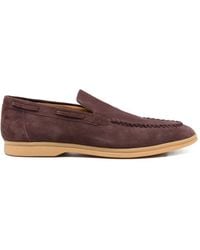 Eleventy - Whipstitch-Trim Suede Loafers - Lyst
