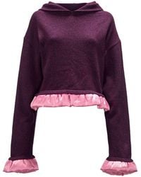 JW Anderson - Satin-Trimmed Cropped Hoodie - Lyst