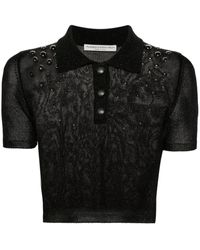 Alessandra Rich - Lurex Studded Polo Top - Lyst