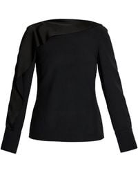 Erdem - Satin-Paneled Long-Sleeve Top - Lyst