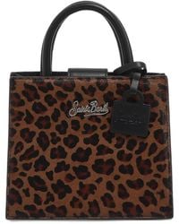 MC2 Saint Barth - Mini Shop Leopard-Print Logo-Plaque Tote Bag - Lyst