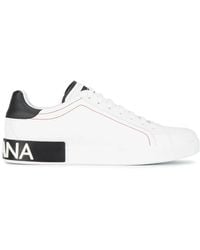 Dolce & Gabbana - Logo Portofino Leather Low-Top Trainers - Lyst