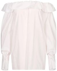 MSGM - Off-Shoulder Ruffled Blouse - Lyst