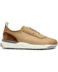 Santoni - Baskets En Cuir À Logo Embossé - Lyst