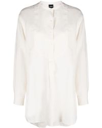 Aspesi - Collarless Linen Bib Shirt - Lyst