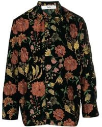 Séfr - Marcel Floral-embroidered Velour Shirt - Lyst