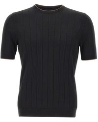 Gran Sasso - Ribbed-Trim Knit T-Shirt - Lyst