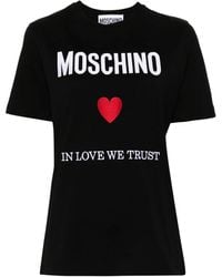 Moschino - Regular Fit T-Shirt With Logo And Heart Graphic - Lyst