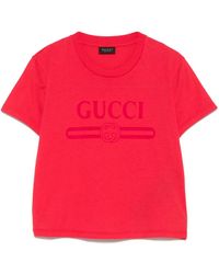 Gucci - Logo-Print Cropped T-Shirt - Lyst