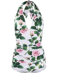 Dolce & Gabbana Badpak Met Roosprint - Wit