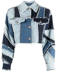 Philipp Plein - Denim-Patchwork Cropped Jacket - Lyst