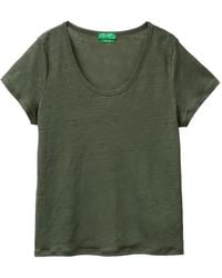Benetton - Scoop-Neck Short-Sleeve T-Shirt - Lyst