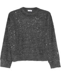 Brunello Cucinelli - Maglione Girocollo Con Paillettes - Lyst