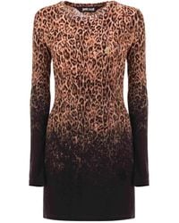 Just Cavalli - Leopard-Print Ombre Mini Dress - Lyst