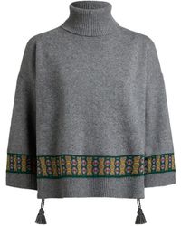 Etro - Wool-Blend Kimono Sweater With Tassels And Geometric Motif - Lyst