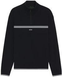 BOSS - Stripe-Detail Zip-Up Sweatshirt - Lyst