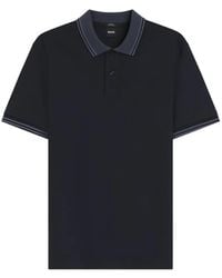 BOSS - Striped-Collar Polo Shirt - Lyst