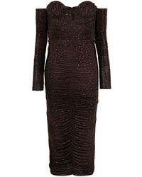 Alex Perry - Tylen Crystal-embellished Ruched Midi Dress - Lyst