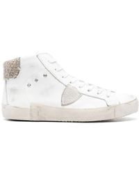 Philippe Model - Distressed High-Top Leather Sneakers - Lyst