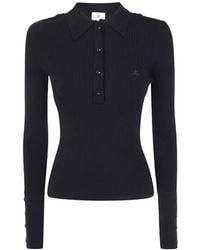 Courreges - Polo Nervuré À Logo - Lyst