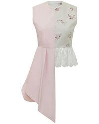 MSGM - Haut Asymétrique À Fleurs - Lyst