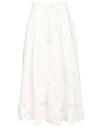 Zimmermann - Mahon Cotton Midi Skirt - Lyst