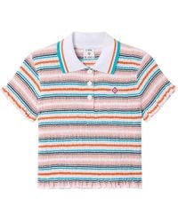 CASABLANCA - Multicolour Stripped Shirred Short Sleeve Polo Shirt - Lyst