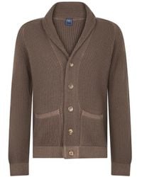 Fedeli - Ribbed-Knit Shawl-Collar Cardigan - Lyst