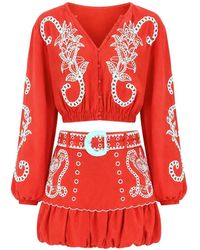 FARM Rio - Richilieu Embroidered Cropped Blouse - Lyst