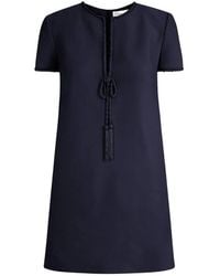 Oscar de la Renta - Beaded Bow-Detail Shift Mini Dress - Lyst