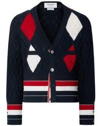 Thom Browne - Argyle Intarsia Cashmere Cardigan - Lyst