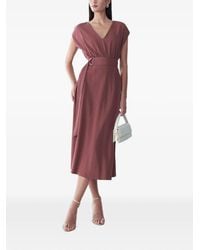 ST MRLO - Belted V-Neck Midi Dress - Lyst