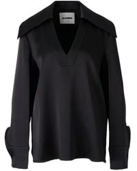 Jil Sander - ワイドカラーサテンブラウス - Lyst