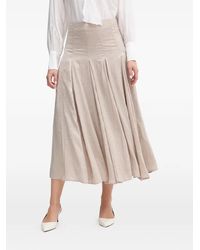 INTROPIA - Textured Pleated Midi Skirt - Lyst