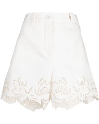 Elie Saab - Embroidered Cotton-blend Shorts - Lyst
