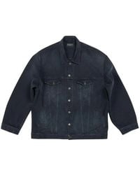 Balenciaga - Icon Logo-Print Denim Jacket - Lyst