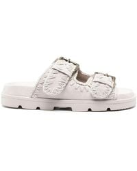 Mou - Whipstitch-Trim Suede Slides - Lyst