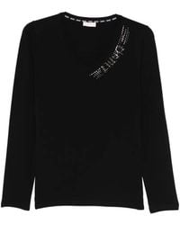 Liu Jo - Embellishment V-Neck T-Shirt - Lyst